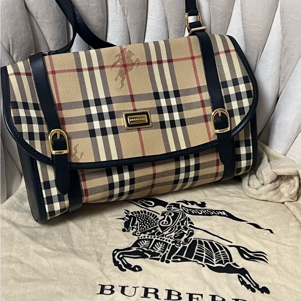 Authentic Burberry Beige and Black Checkered Handbag